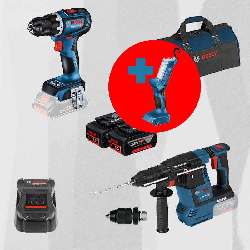 BOSCH GLI 18 V-300 Hediyeli BOSCH ProMix BOSCH GBH 18 V-26 F 18 Volt Akülü Kırıcı Delici (Kömürsüz) + BOSCH GSR 18 V-90 C 18 Volt Akülü Delme Vidalama (Kömürsüz)