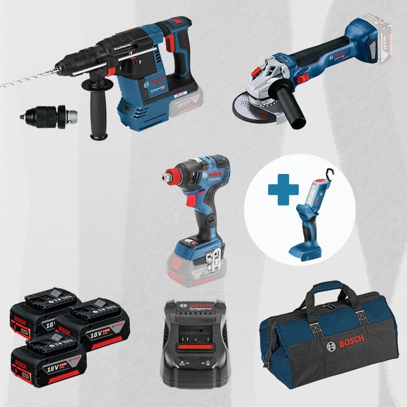BOSCH GLI 18 V-300 Hediyeli BOSCH ProMix BOSCH GBH 18 V-26 F 18 Volt Akülü Kırıcı Delici (Kömürsüz) + BOSCH GWS 18 V-10 18 Volt Akülü 125 mm. Avuç Taşlama (1000 W Eşdeğerinde) (Kömürsüz) + BOSCH GDX 18 V-200 C 18 Volt Akülü Darbeli Somun Sıkma (Kömürsüz)