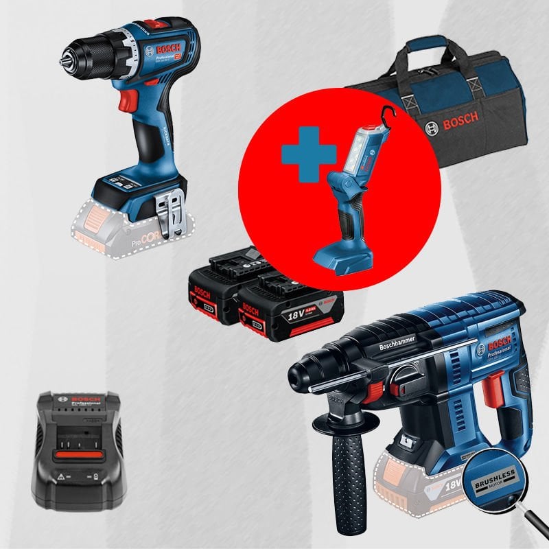 BOSCH GLI 18 V-300 Hediyeli BOSCH ProMix BOSCH GBH 180-LI (Kömürsüz Motor -  2 Joule - Yeni Nesil) 18 Volt Akülü Kırıcı Delici + BOSCH GSR 18 V-90 C 18 Volt Akülü Delme Vidalama (Kömürsüz)