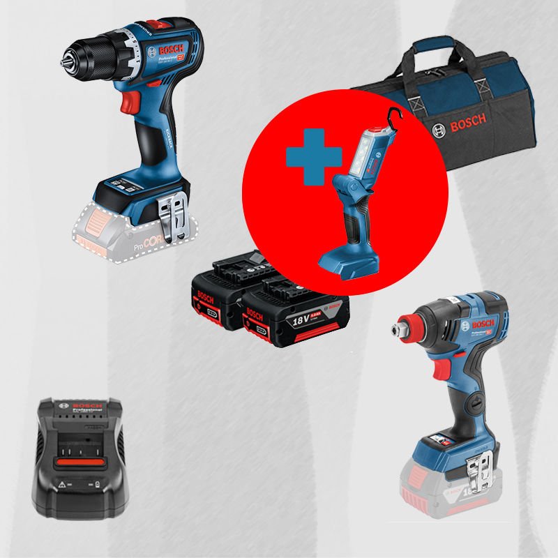 BOSCH GLI 18 V-300 Hediyeli BOSCH ProMix BOSCH GDX 18 V-200 C 18 Volt Akülü Darbeli Somun Sıkma (Kömürsüz) + BOSCH GSR 18 V-90 C 18 Volt Akülü Delme Vidalama (Kömürsüz)