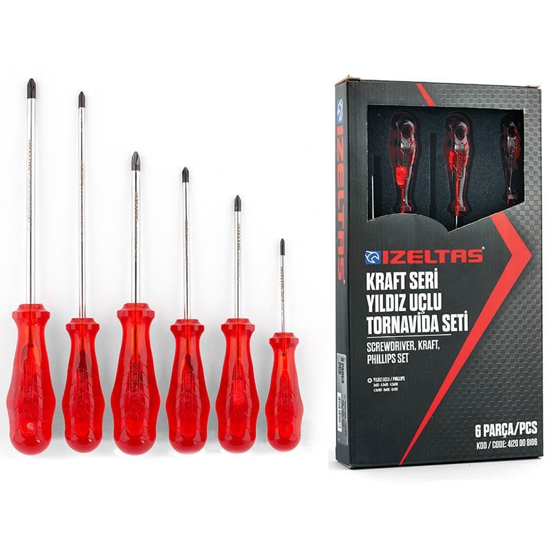 İZELTAŞ 6 Parça Yıldız Tornavida Set Kraft İzole 4120 00 8106