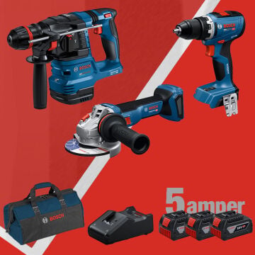 3x5.0 Ah BOSCH 3'lü Set GBH 18 V-22 X (Kömürsüz) 18 Volt Akülü Kırıcı Delici + GWS 18 V-11 18 Volt Akülü 115 mm. Avuç Taşlama (1.100 W) (Kömürsüz) + GSR 18 V-65 18 Volt Akülü Delme Vidalama (Kömürsüz)