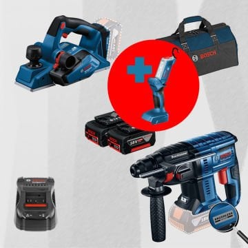 BOSCH GLI 18 V-300 Hediyeli BOSCH ProMix BOSCH GBH 180-LI (Kömürsüz Motor -  2 Joule - Yeni Nesil) + BOSCH GHO 185-LI 18 Volt Akülü Planya (Kömürsüz)