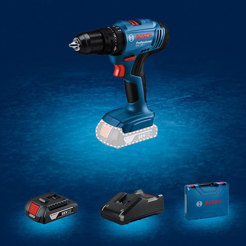 BOSCH GSB 183-LI Profesyonel 18 Volt 2 Ah Tek Akülü Darbeli Delme Vidalama (Plastik Çanta İçerisinde) 0 601 9K9 101