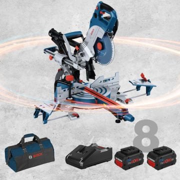 BOSCH GCM 18V-216 DC Profesyonel BITURBO 18 Volt ProCORE Kömürsüz Motor 8,0 Ah Çift Akülü Gönye Kesme