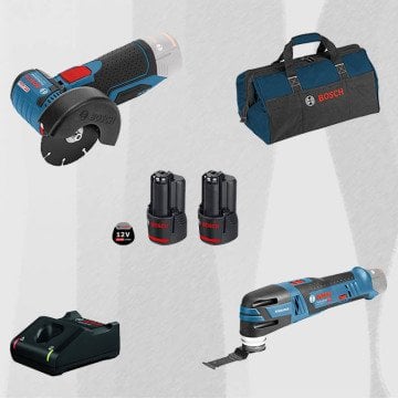 ProMix BOSCH GWS 12V-76 LI Profesyonel Akülü Avuç Taşlama (Kömürsüz) + BOSCH GOP 12V-28 Profesyonel 12 Volt Akülü Raspalama Makinesi (Kömürsüz)