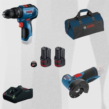 ProMix BOSCH GWS 12V-76 LI Profesyonel Akülü Avuç Taşlama (Kömürsüz) + BOSCH GSB 12 V-30 Profesyonel 12 Volt Akülü Darbeli Delme Vidalama (Metal Mandren)(Kömürsüz)