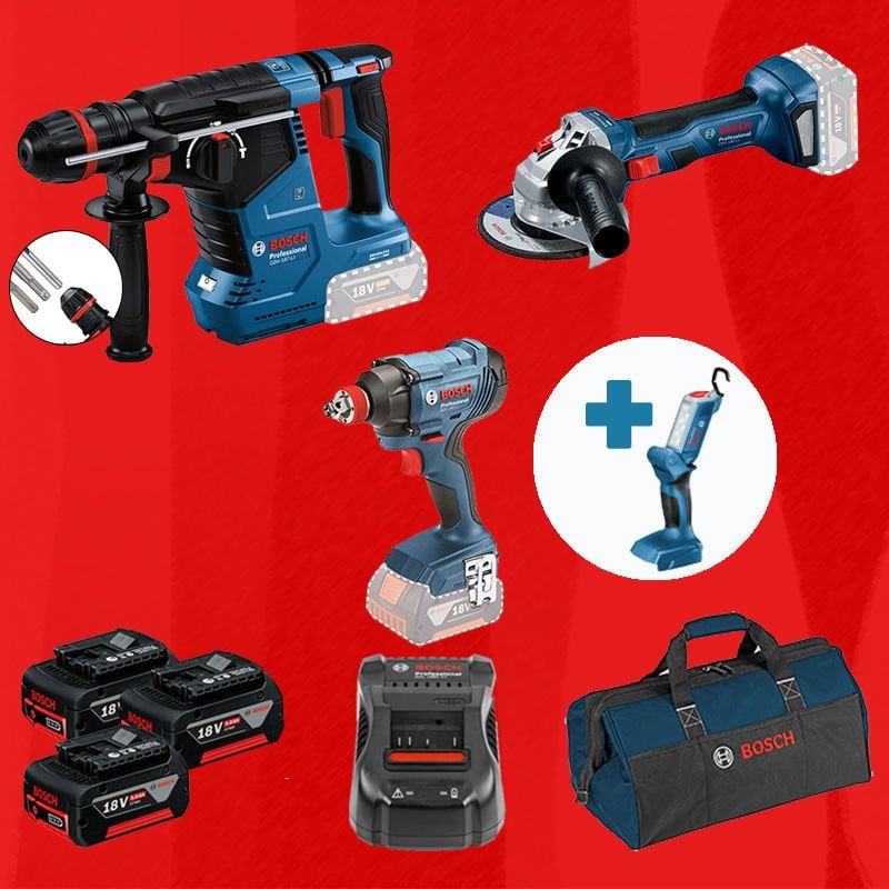 BOSCH GLI 18 V-300 Hediyeli BOSCH ProMixEco BOSCH GBH 187-LI ONE Chuck Mandren (Kömürsüz Motor -  2,4 Joule) + BOSCH GDX 180-LI + BOSCH GWS 180-LI (700 W Eşdeğerinde) (Kömürsüz)