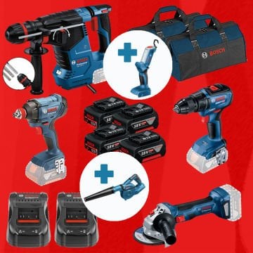 BOSCH GLI 18 V-300 ve GBL 18 V-120 Hediyeli BOSCH ProMixEco BOSCH GBH 187-LI ONE Chuck Mandren (Kömürsüz Motor -  2,4 Joule) + BOSCH GSR 18 V-50 (Kömürsüz) + BOSCH GDX 180-LI + GWS 180