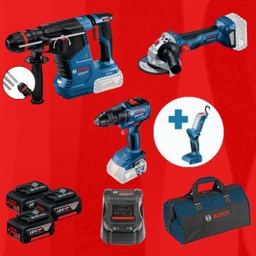 BOSCH GLI 18 V-300 Hediyeli BOSCH ProMixEco BOSCH GBH 187-LI ONE Chuck Mandren (Kömürsüz Motor -  2,4 Joule) + BOSCH GSR 18 V-50 (Kömürsüz) + BOSCH GWS 180-LI (700 W Eşdeğerinde) (Kömürsüz)