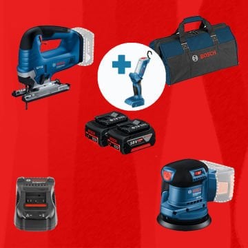 BOSCH GLI 18 V-300 Hediyeli BOSCH ProMixEco BOSCH GEX 185-LI (Kömürsüz) + BOSCH GST 185-LI (Kömürsüz)