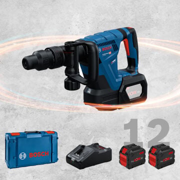BOSCH GSH 18 V-5 Profesyonel SDS-Max BITURBO Kömürsüz Motor 18 Volt ProCORE 12,0 Ah Çift Akülü Kırıc