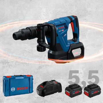 BOSCH GSH 18 V-5 Profesyonel SDS-Max BITURBO Kömürsüz Motor 18 Volt ProCORE 5,5 Ah Çift Akülü Kır