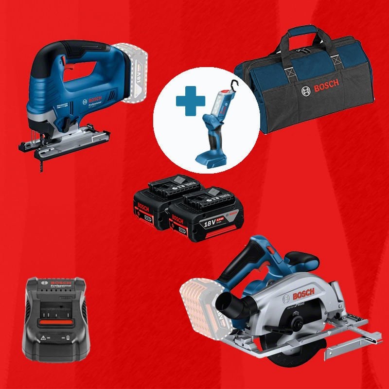 BOSCH GLI 18 V-300 Hediyeli BOSCH ProMixEco BOSCH GST 185-LI (Kömürsüz) + BOSCH GKS 185-LI 18 Volt Akülü Daire Testere (Kömürsüz)