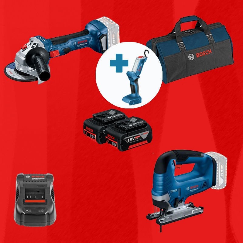BOSCH GLI 18 V-300 Hediyeli BOSCH ProMixEco BOSCH GWS 180-LI (700 W Eşdeğerinde) (Kömürsüz) + BOSCH GST 185-LI (Kömürsüz)