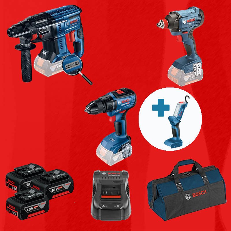 BOSCH GLI 18 V-300 Hediyeli BOSCH ProMixEco BOSCH GBH 180-LI (Kömürsüz Motor -  2 Joule - Yeni Nesil) + BOSCH GDX 180-LI + BOSCH GSR 18 V-50 (Kömürsüz)