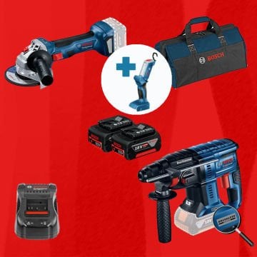 BOSCH GLI 18 V-300 Hediyeli BOSCH ProMixEco BOSCH GBH 180-LI (Kömürsüz Motor -  2 Joule - Yeni Nesil) + GWS 180-LI (700 W Eşdeğerinde) (Kömürsüz)
