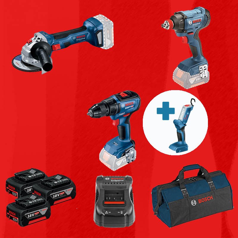 BOSCH GLI 18 V-300 Hediyeli BOSCH ProMixEco BOSCH GWS 180-LI (700 W Eşdeğerinde) (Kömürsüz) + BOSCH GDX 180-LI + BOSCH GSR 18 V-50 (Kömürsüz)