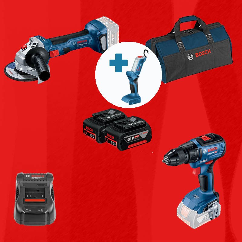 BOSCH GLI 18 V-300 Hediyeli BOSCH ProMixEco BOSCH GWS 180-LI (700 W Eşdeğerinde) (Kömürsüz) + BOSCH GSR 18 V-50 (Kömürsüz)