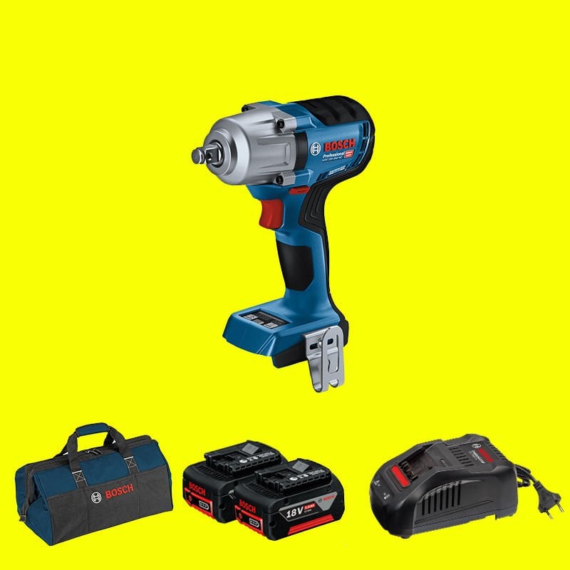 BOSCH GDS 18 V-450 PC Profesyonel 1/2 Kare Girişli 18 Volt 5,0 Ah Çift Akülü Somun Sıkma (Kömürsüz Motor) (L-BOXX Çanta İçerisinde)