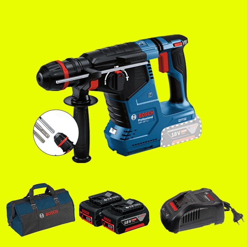 BOSCH GBH 187-LI ONE Chuck Mandren (Kömürsüz Motor -  2,4 Joule) Profesyonel 18 Volt 5,0 Ah Çift Akülü Kırıcı Delici (Bez Çanta)