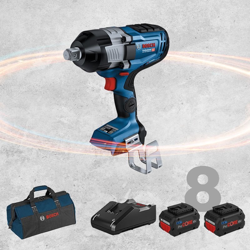 BOSCH GDS 18 V-1600 Profesyonel 3/4 Kare Girişli BITURBO Kömürsüz Motor 18 Volt ProCORE 8,0 Ah Çift Akülü Somun Sıkma (Bez Çanta İçerisinde)