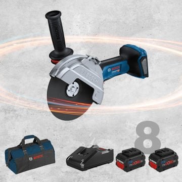 BOSCH GWS 18 V-180 P Profesyonel BITURBO Kömürsüz Motor 18 Volt ProCORE 8,0 Ah Çift Akülü Taşlama (Bez Çanta İçerisinde)