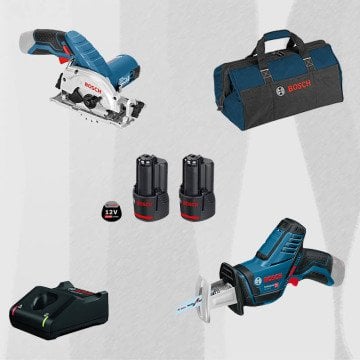 ProMix BOSCH GKS 12V-26 Profesyonel 12 Volt Akülü Daire Testere + BOSCH GSA 12V-14 Profesyonel 12 Volt Akülü Tilki Kuyrugu