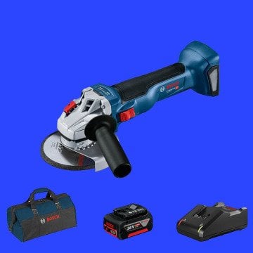 BOSCH GWS 18 V-10 Profesyonel 18 Volt 5 Ah Tek Akülü 125 mm. Avuç Taşlama (1000 W Eşdeğerinde) (Kömürsüz Motor) (Bez Çanta)