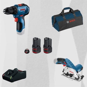 ProMix BOSCH GSR 12V-30 Profesyonel 12 Volt Akülü Vidalama (Metal Mandren)(Kömürsüz) + BOSCH GKS 12V-26 Profesyonel 12 Volt Akülü Daire Testere