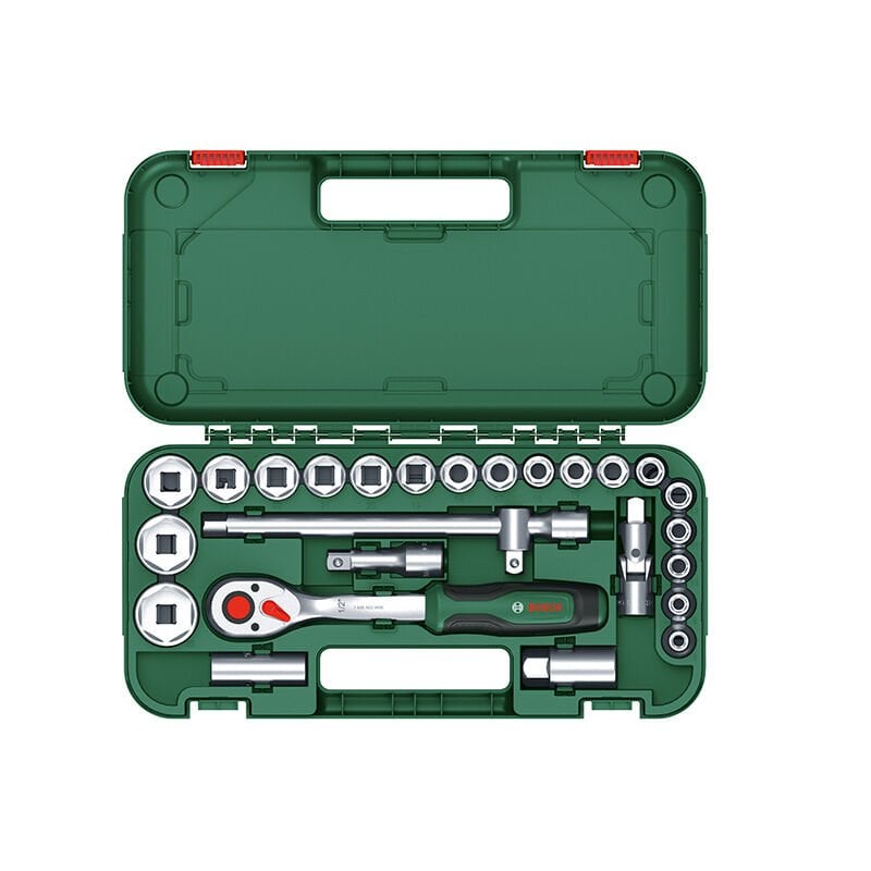 BOSCH (Ev & Bahçe Kullanımı) 1/2'' Cırcırlı Somun Sıkma Seti 25 Parça (1 600 A02 Z9F)