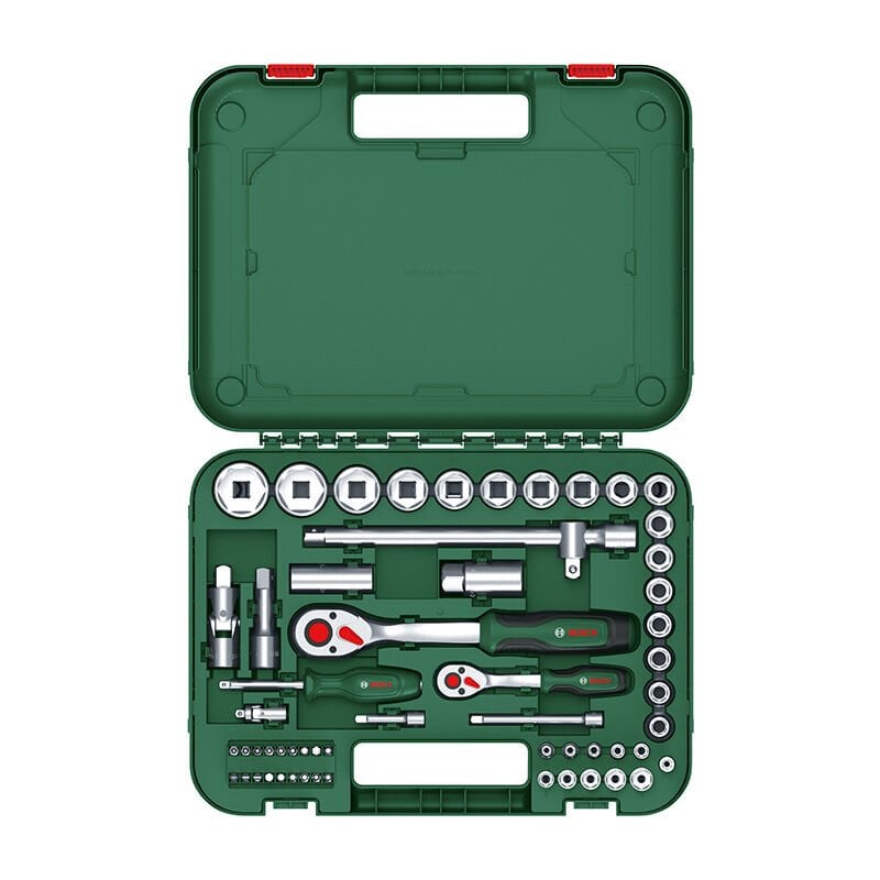 BOSCH (Ev & Bahçe Kullanımı) 1/4'' + 1/2'' Cırcırlı Somun Sıkma Seti 56 Parça (1 600 A02 Z9G)