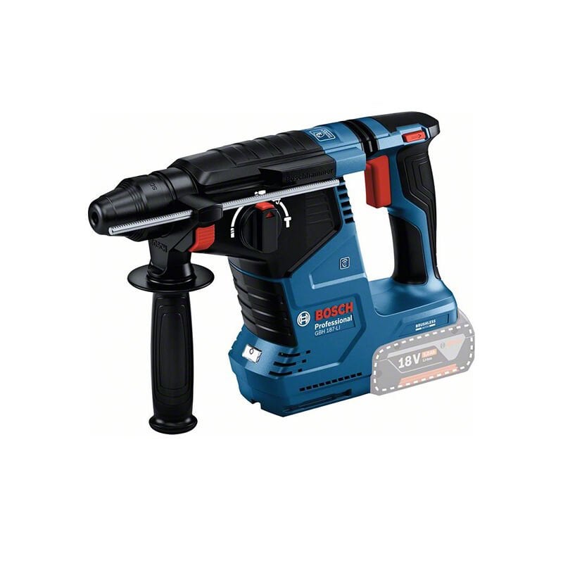 BOSCH GBH 187-LI (Kömürsüz Motor -  2,4 Joule) Profesyonel 18 Volt Akülü Kırıcı Delici (Kömürsüz Motor) (Karton Kutu İçerisinde) (Solo Makina) - (Teslimat Kapsamında Akü ve Şarj Cihazı Yoktur)