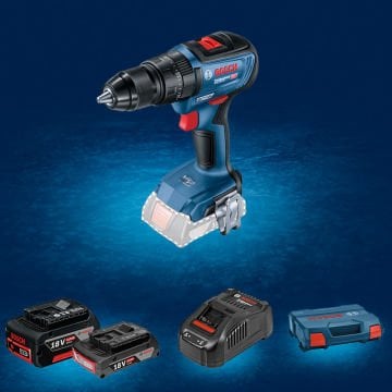 BOSCH GSB 18 V-50 Profesyonel 18 Volt 1x5.0 Ah + 1x2.0 Ah Çift Akülü Darbeli Delme Vidalama  (Kömürsüz Motor) (Plastik Çanta İçerisinde) 0 601 9H5 103
