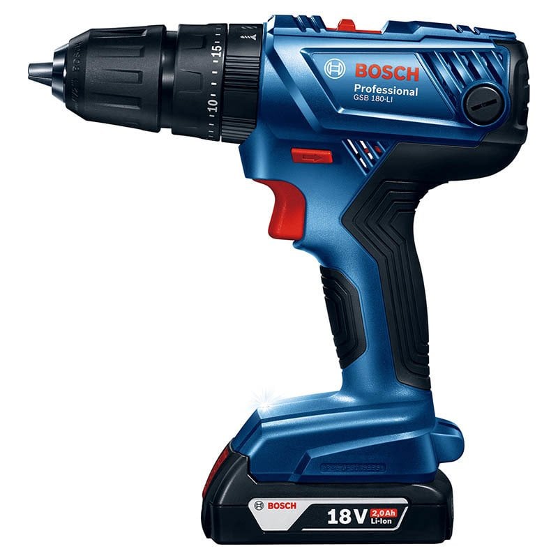 BOSCH GSB 180-LI 18 Volt 2 Ah Çift Akülü Darbeli Delme Vidalama (Plastik Çanta İçerisinde) 0 601 9F8 307