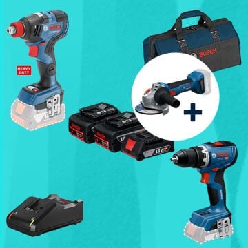 BOSCH GWS 18 V-8 18 Volt Akülü 125 mm. Avuç Taşlama (800 W Eşdeğerinde) (Kömürsüz) + BOSCH GDX 18 V-200 C (Kömürsüz) 18 Volt Akülü Darbeli Somun Sıkma + BOSCH GSR 18 V-65 18 Volt Akülü Delme Vidalama (Kömürsüz) 2 x 5,0 Ah + 1 x 2,0 Ah Üç Akülü Set