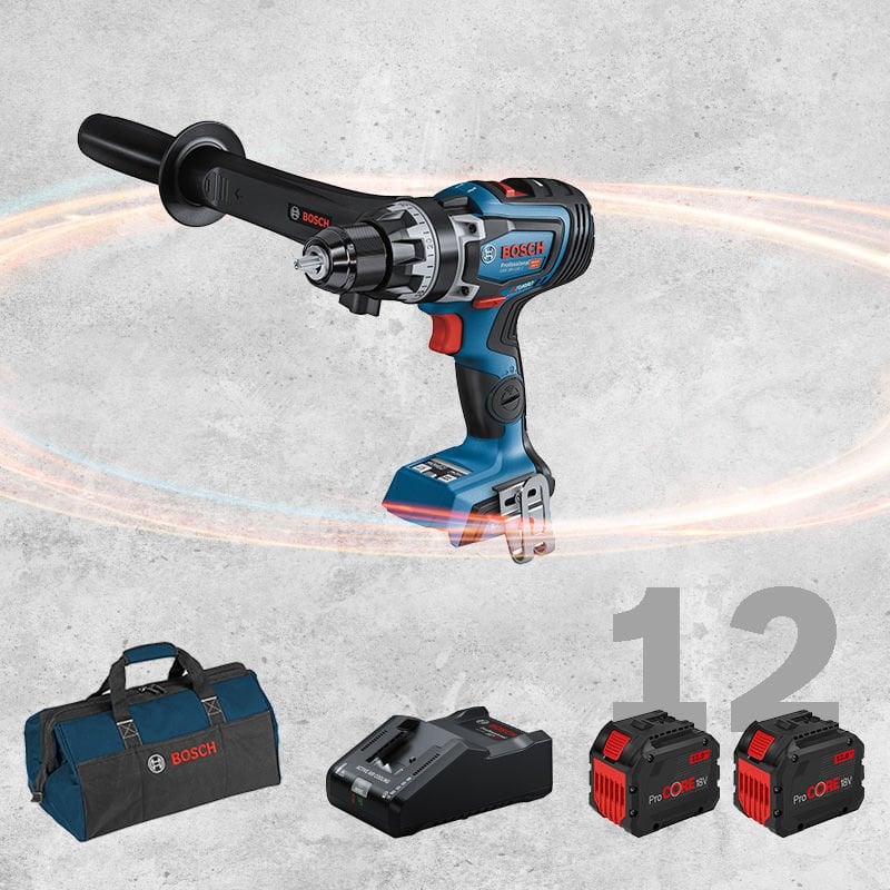 BOSCH GSR 18 V-150 C Profesyonel BITURBO 18 Volt ProCORE Kömürsüz Motor 12,0 Ah Çift Akülü Delme Vidalama (Bez Çanta İçerisinde)