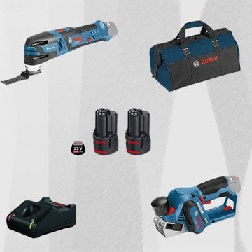 ProMix BOSCH GHO 12 V-20 Profesyonel 12 Volt Akülü Planya (Kömürsüz) + BOSCH GOP 12V-28 Profesyonel 12 Volt Akülü Raspalama (Kömürsüz)