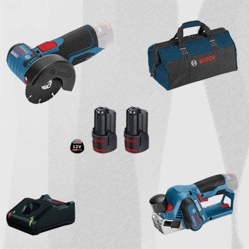 ProMix BOSCH GHO 12 V-20 Profesyonel 12 Volt Akülü Planya (Kömürsüz) + BOSCH GWS 12V-76 LI Profesyonel Akülü Avuç Taşlama (Kömürsüz)