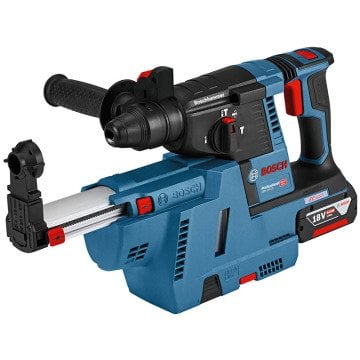 BOSCH GBH 18 V-26 F Profesyonel 18 Volt 5 Ah Çift Akülü Kırıcı Delici (Kömürsüz Motor) (Bez Çanta İçerisinde) 0 611 910 003T + BOSCH GDE 18 V-16 Entegre Toz Emme Sistemi (Karton Kutu İçerisinde) 1 600 A00 51M